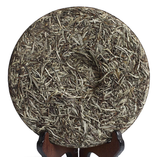 2021 Year 300g Supreme Silver Needle White Tea Cake Fuding Bai Hao Yin Zhen Tips