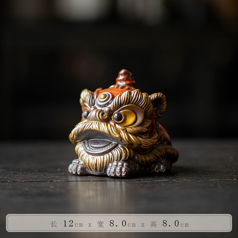 Awakening Lion Ornament Ceramic Lion Tea Pet Decorative Crafts Gift