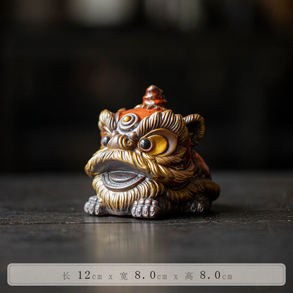 Awakening Lion Ornament Ceramic Lion Tea Pet Decorative Crafts Gift