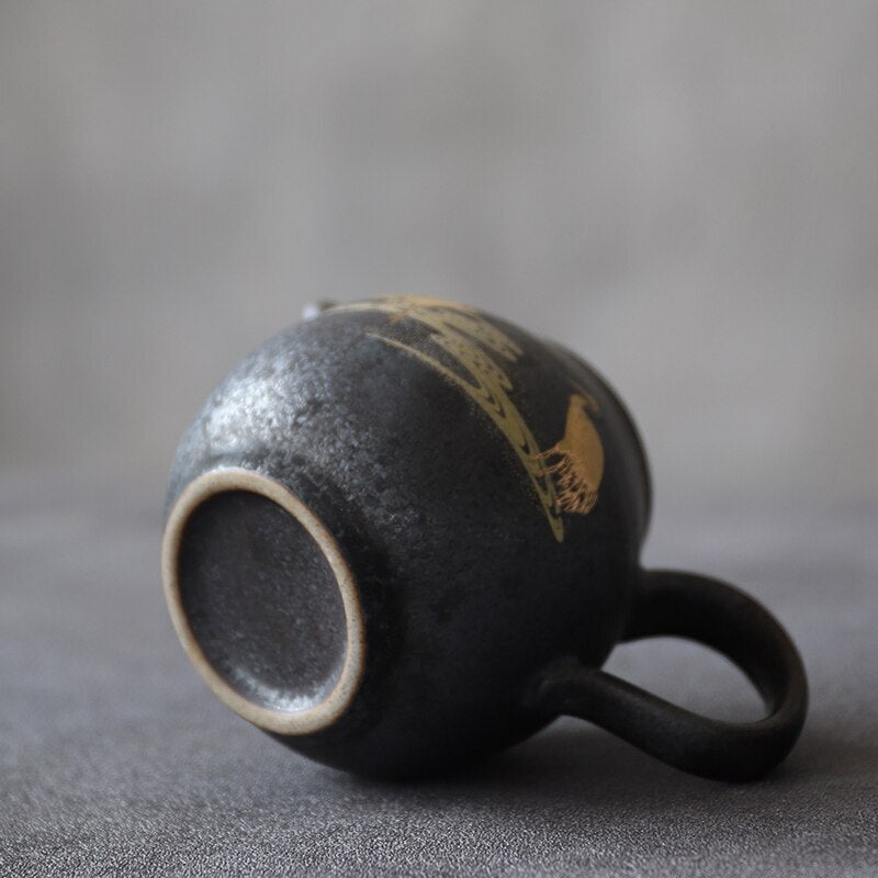 210ml Chinese Kung Fu Tea Pots Retro Gold Painting Ceramic Teapot Flying Crane