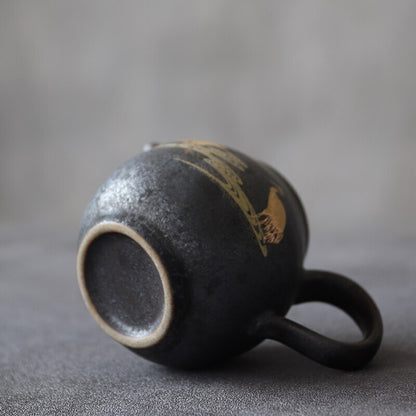210ml Chinese Kung Fu Tea Pots Retro Gold Painting Ceramic Teapot Flying Crane
