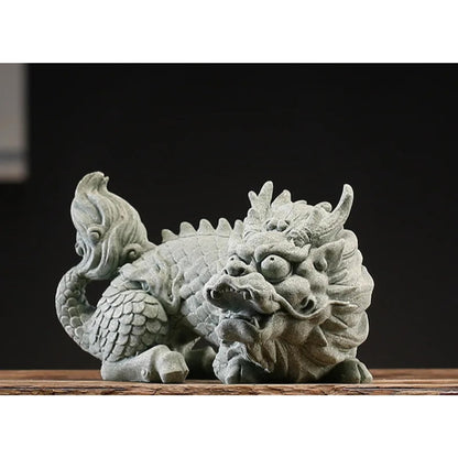 Sandstone Kylin Tea Pet Ornaments 21.5cm Tea Statue Kung Fu Teaware Tea Play