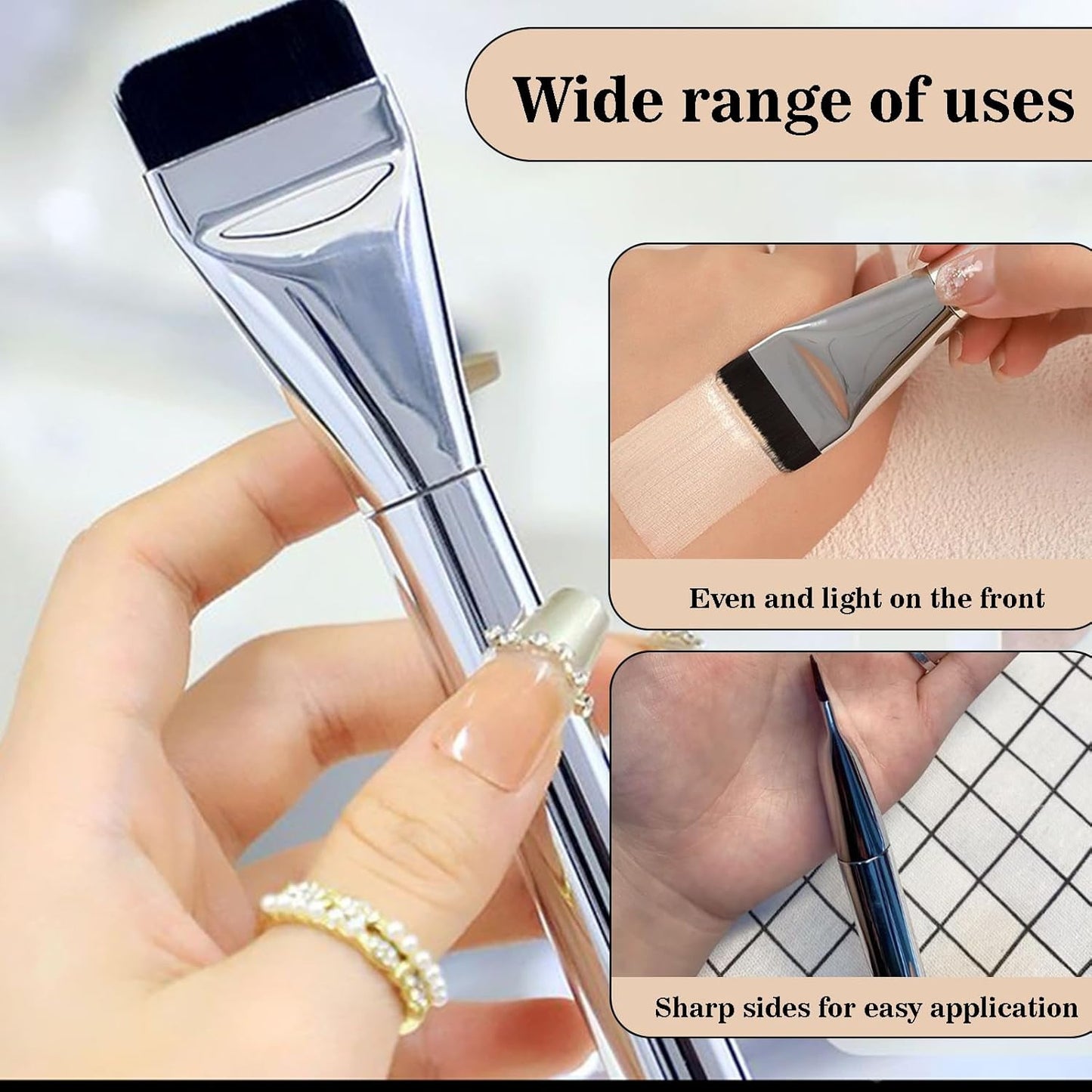 4PCS Flat Foundation Brush Set - Ultra Thin Blade for Liquid Makeup Blending