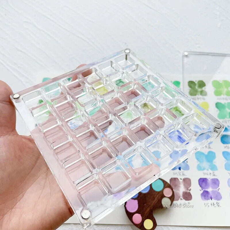 Watercolor Paint Empty Box 16/36 Grid Acrylic Transparent Magnetic Color Palette