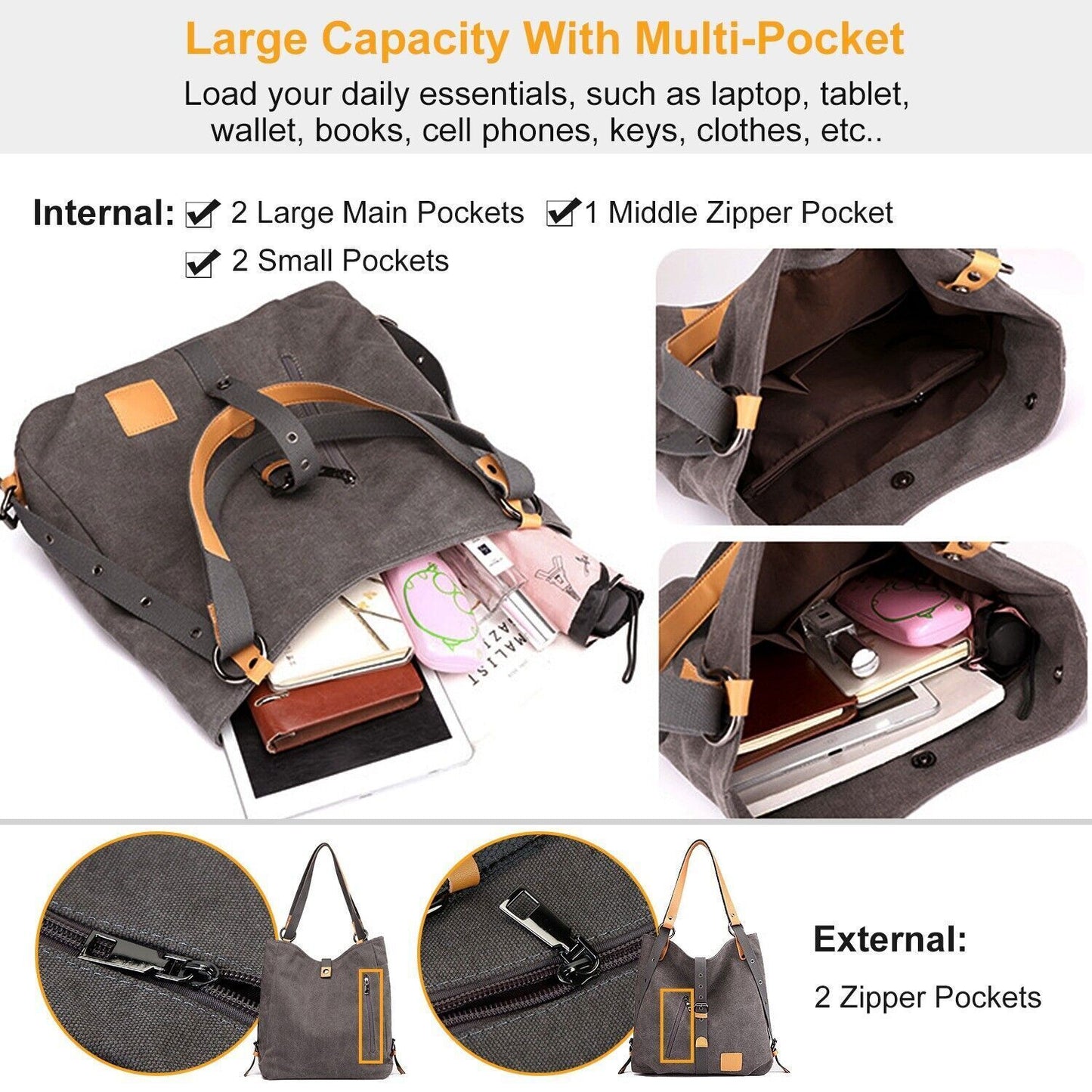 Women Handbag Shoulder Bag Lady Tote Purse Canvas Backpack Girl Fashion Bag Gift