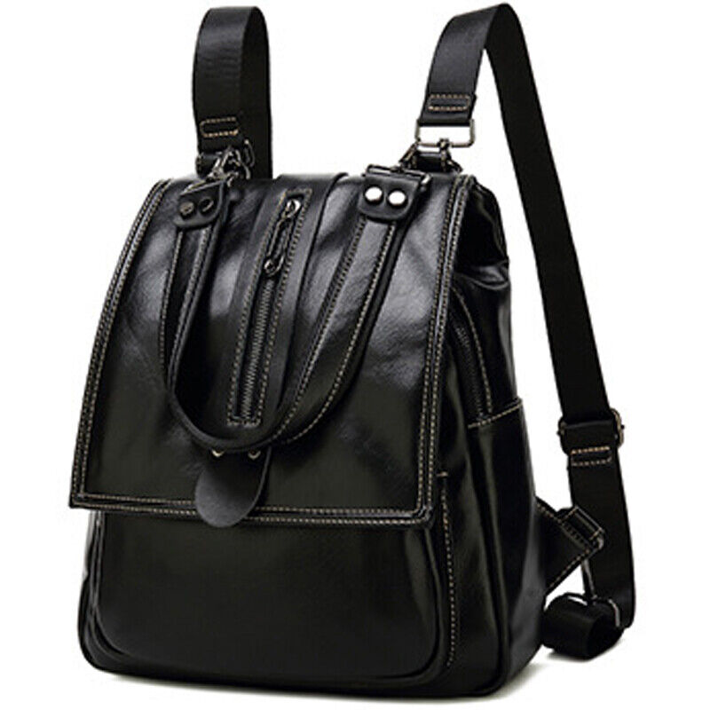 100% Genuine Leather Women's Backpack Travel Bag School Rucksack Crossbody Bag