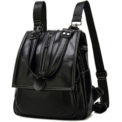100% Genuine Leather Women's Backpack Travel Bag School Rucksack Crossbody Bag