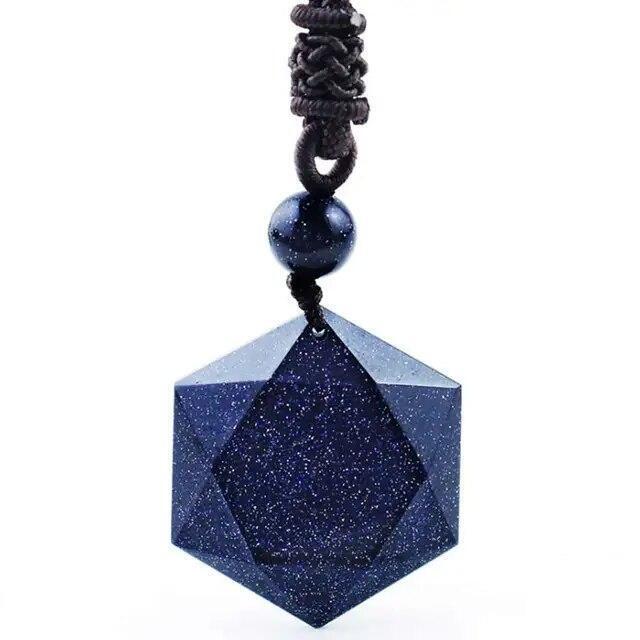 Blue Goldstone Hexagram Talisman Pendant Healing Reiki Women Men Necklace Gifts