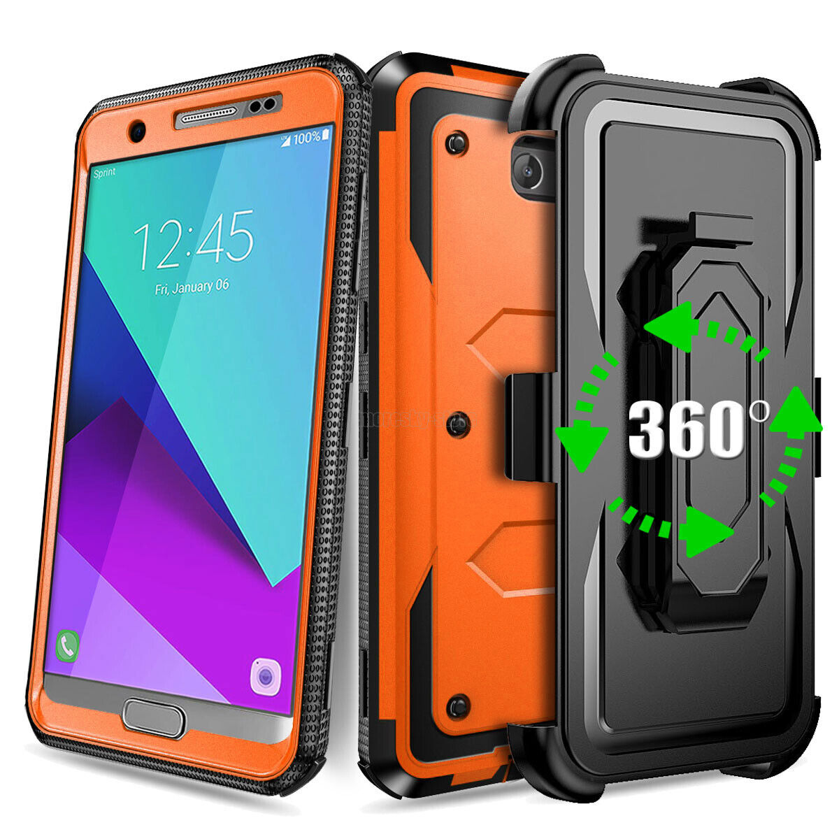 For Samsung J7 2017 J7 Sky Pro Prime Case, w/ Belt Clip Stand Rugged Phone Cover