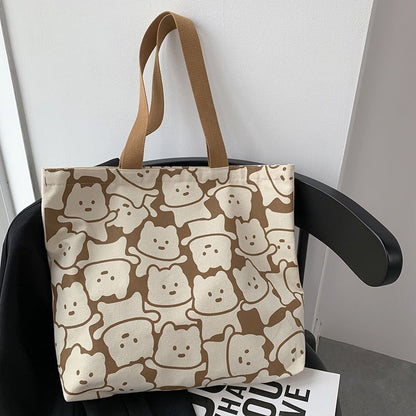 Canvas Bags Handbag Shopper Cute Tote Bag Zipper Small Shoulder Bag 35*30*5 CM