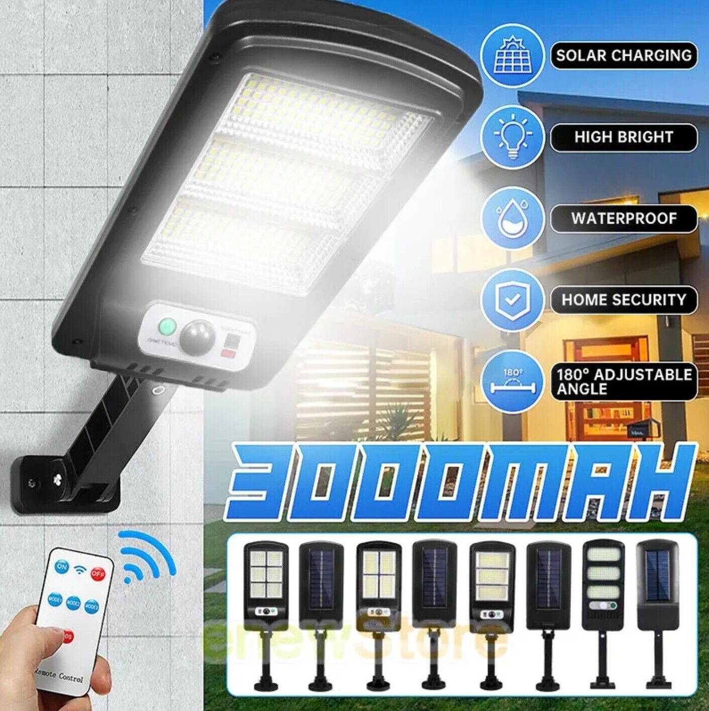 Lampara Solar con Control Remoto Exteriores LED Gran Potencia Sensor Movimiento