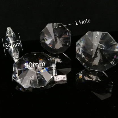 5Pcs 50mm Hanging Pendant Octagon Bead Crystal Chandelier Glass Suncatcher Prism