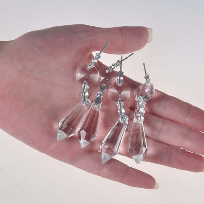 50 Clear Glass Crystals Chandelier Lamp Prisms Parts +38mm Hanging Drops Pendant