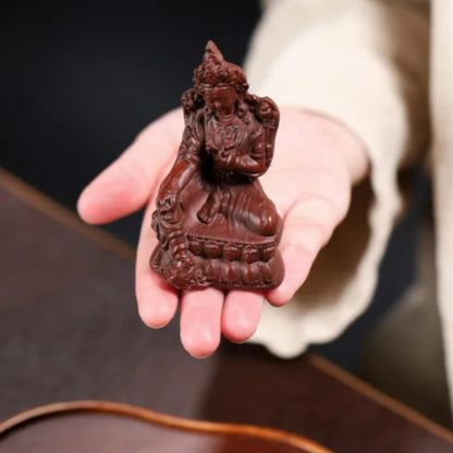 Buddha statue purple clay tea pet 8.6cm tea figurine handicraft tea play Zen