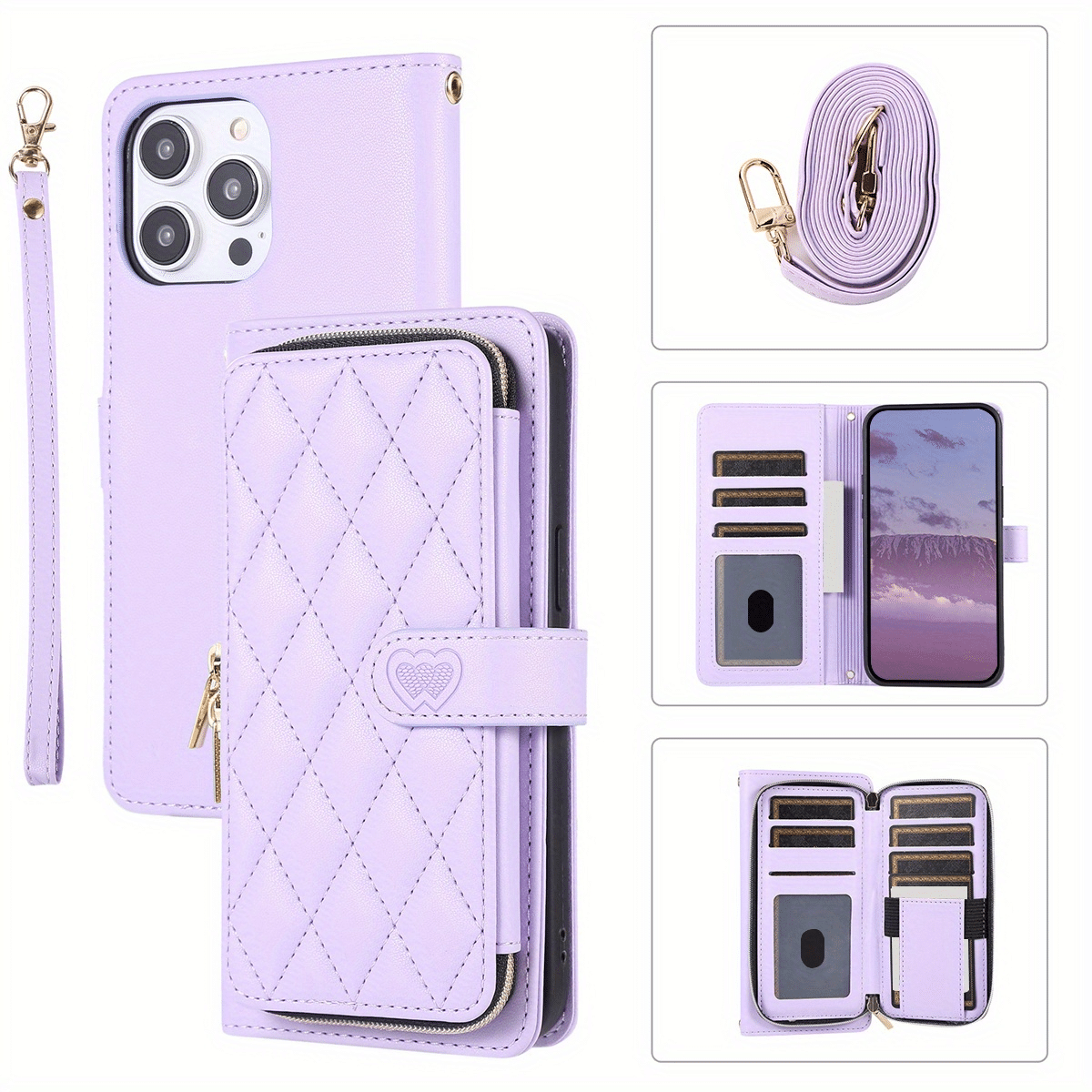 Crossbody Wallet Case for iPhone 16 15 14 13 12 11 Pro Max XR XS 7 8 Plus SE