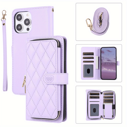 Crossbody Wallet Case for iPhone 16 15 14 13 12 11 Pro Max XR XS 7 8 Plus SE