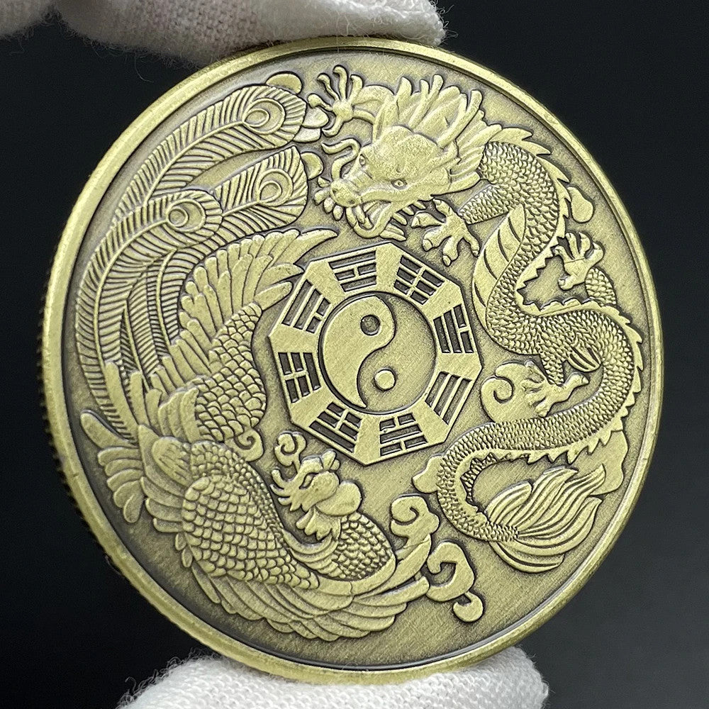 Chinese Dragon Phoenix Commemorative Coin Taiji Eight Diagram Collection Coin
