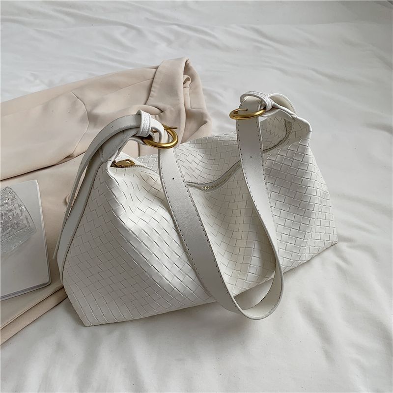Woven Pattern Crossbody Shoulder Bags Wide Strap Large Capacity Hobo Handbags
