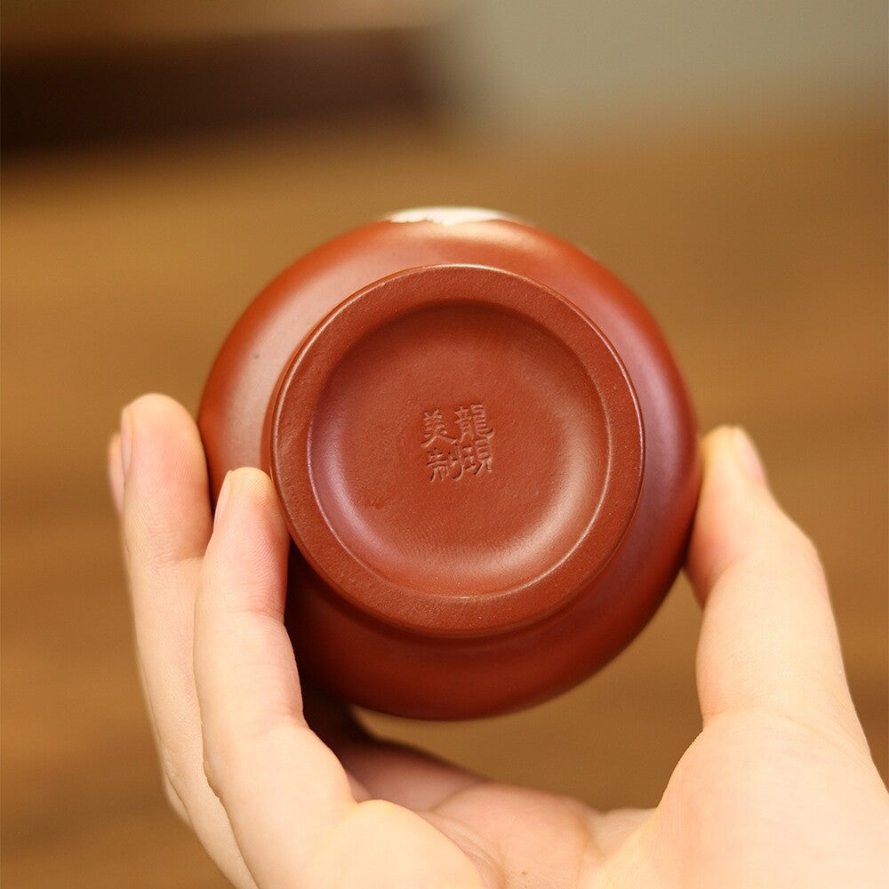 Traditional Craft True Yixing Zisha Dahongpao Clay Marked Tea Cup Cat Handpaint