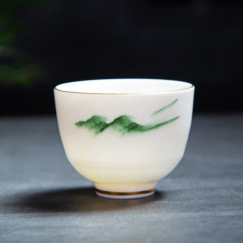 Chinese Handmade White Porcelain Teacup Travel Portable Tea Bowl Tea Set