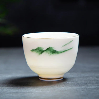 Chinese Handmade White Porcelain Teacup Travel Portable Tea Bowl Tea Set