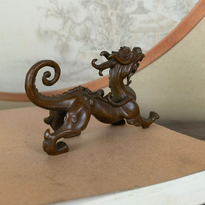 Chinese Bronze Dragon Figure Statue Collectable Tea Pet Table Decoration