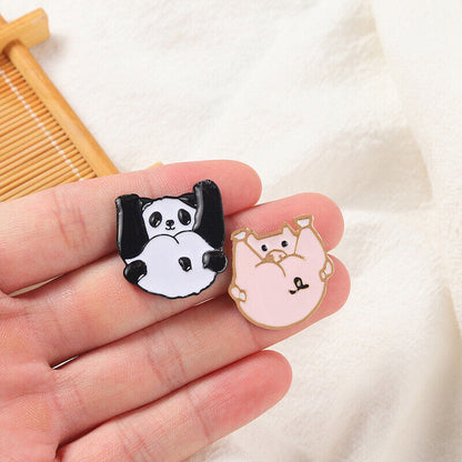 Lovely Black White Panda Enamel Pin Brooch Cartoon Lapel Badge Bag Book Jewelry