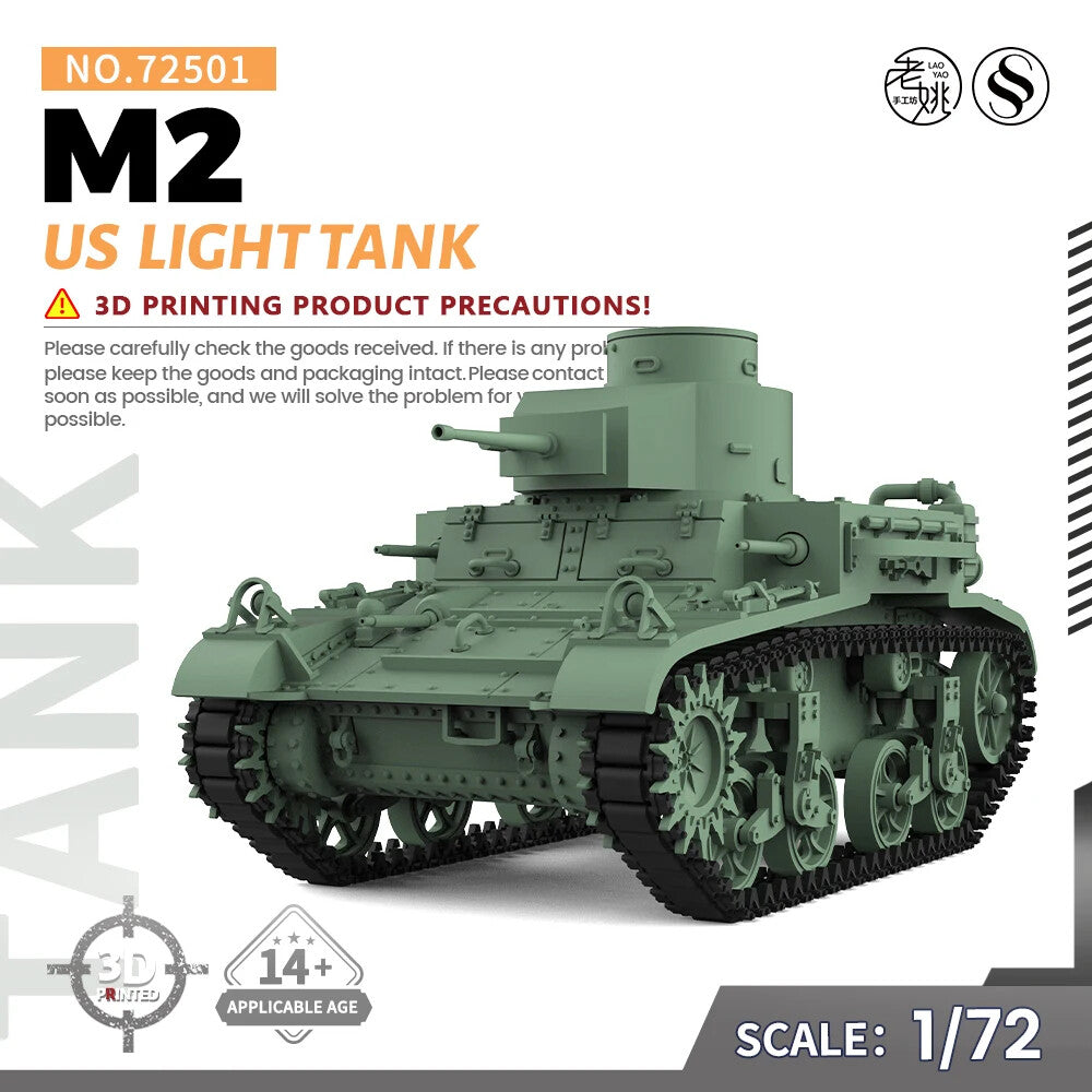 SSMODEL SS72501 1/72 25mm Military Model Kit US M2 Light Tank