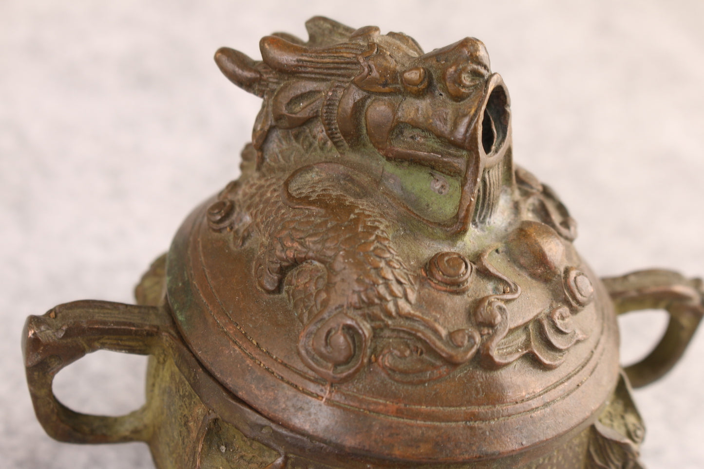 Rare Bronze Dragon Buddha Statue Figure Incense Burner Table Decor Tea Pet