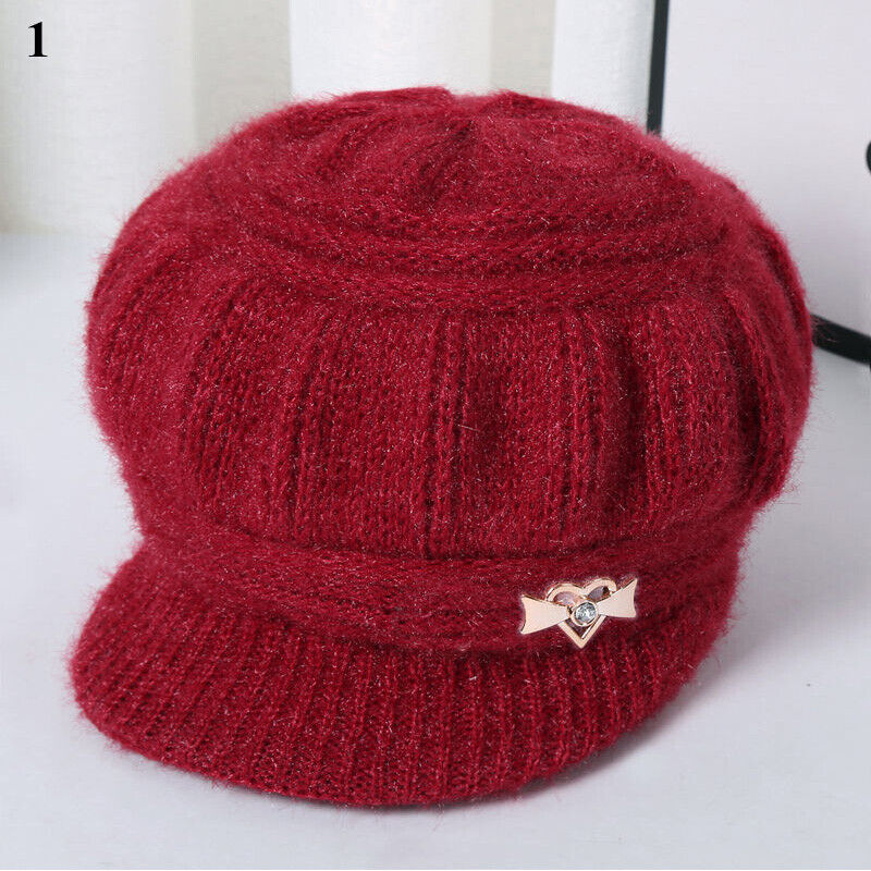 Women Winter Beanie Hats Short Brim Peaked Cap Mother Hats Pumpkin Hat Warm Soft