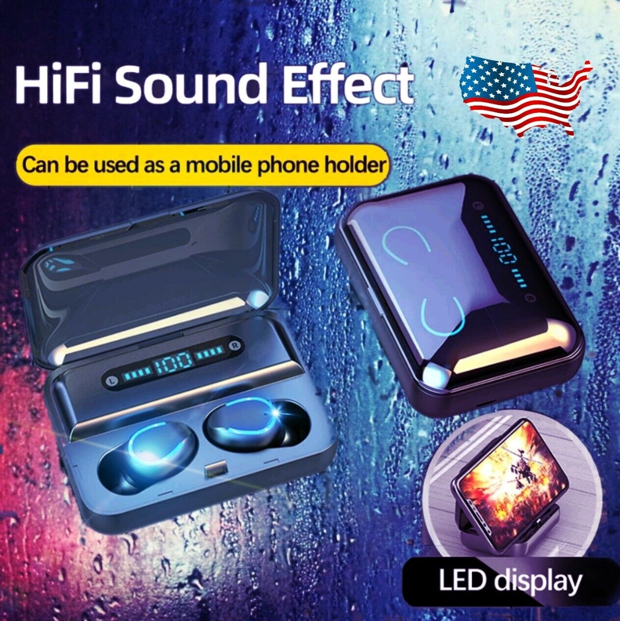 Bluetooth 5.0 Wireless TWS Earbuds Headphone Headset Noise Cancelling Waterproof