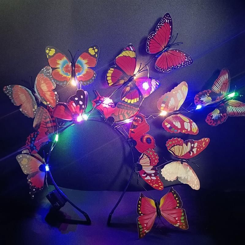 Headband 3 Light Modes LED Glow Butterfly Flower Branch Party Costumes Headdress