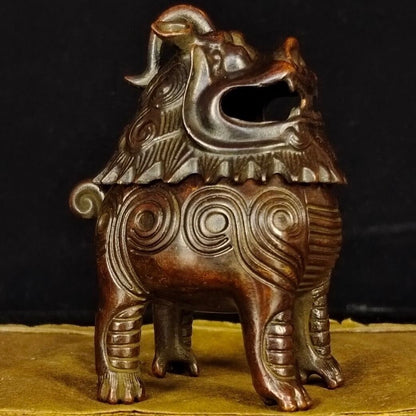 Rare bronze kirin incense burner figure statue collectable table decor Art