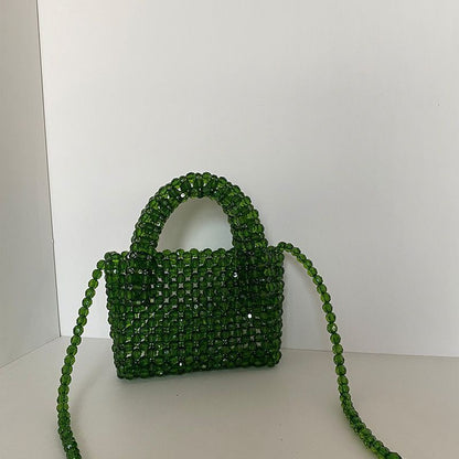 Summer Simple Customized Handmade Woven Beaded Crossbody Bags Beach Crystal Tote
