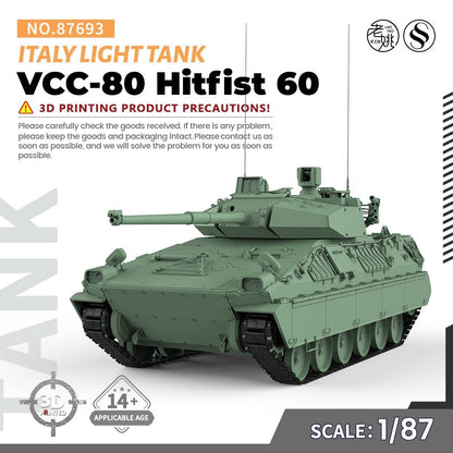 SS87693 1/87 HO Scale Railway Military Model Kit Italy VCC-80 Hitfist 60 Light T