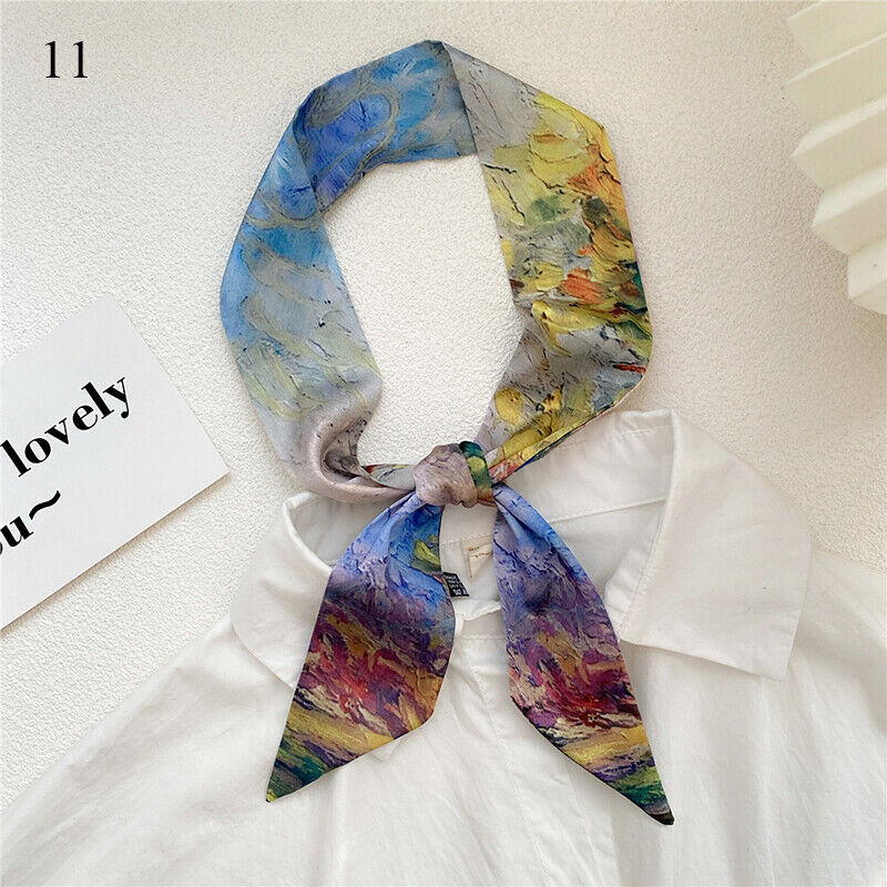 Long Skinny Silk Scarf Narrow Neckerchief Headband Handle Bag Band 105*6cm 1PCS