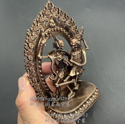 4.7'' Brass Tibet Chitipati Shri Shmashana Adhipati Protector Statue Temple Lord