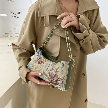 Shoulder Bag Handbags Oil Painting Printed Thick Small Purse Handbags Tote Bags