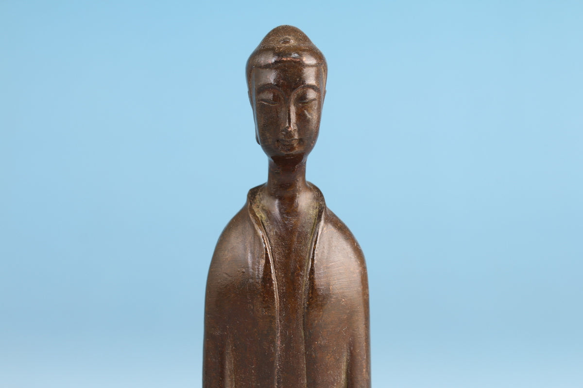 12.5cm H Chinese bronze buddla statue figure tea pet Netsuke table decor bless
