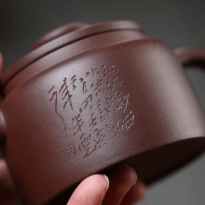 Original Ore Real Yixing Zisha Tea Pot Basket Shape Infuser Holes Marked Julun