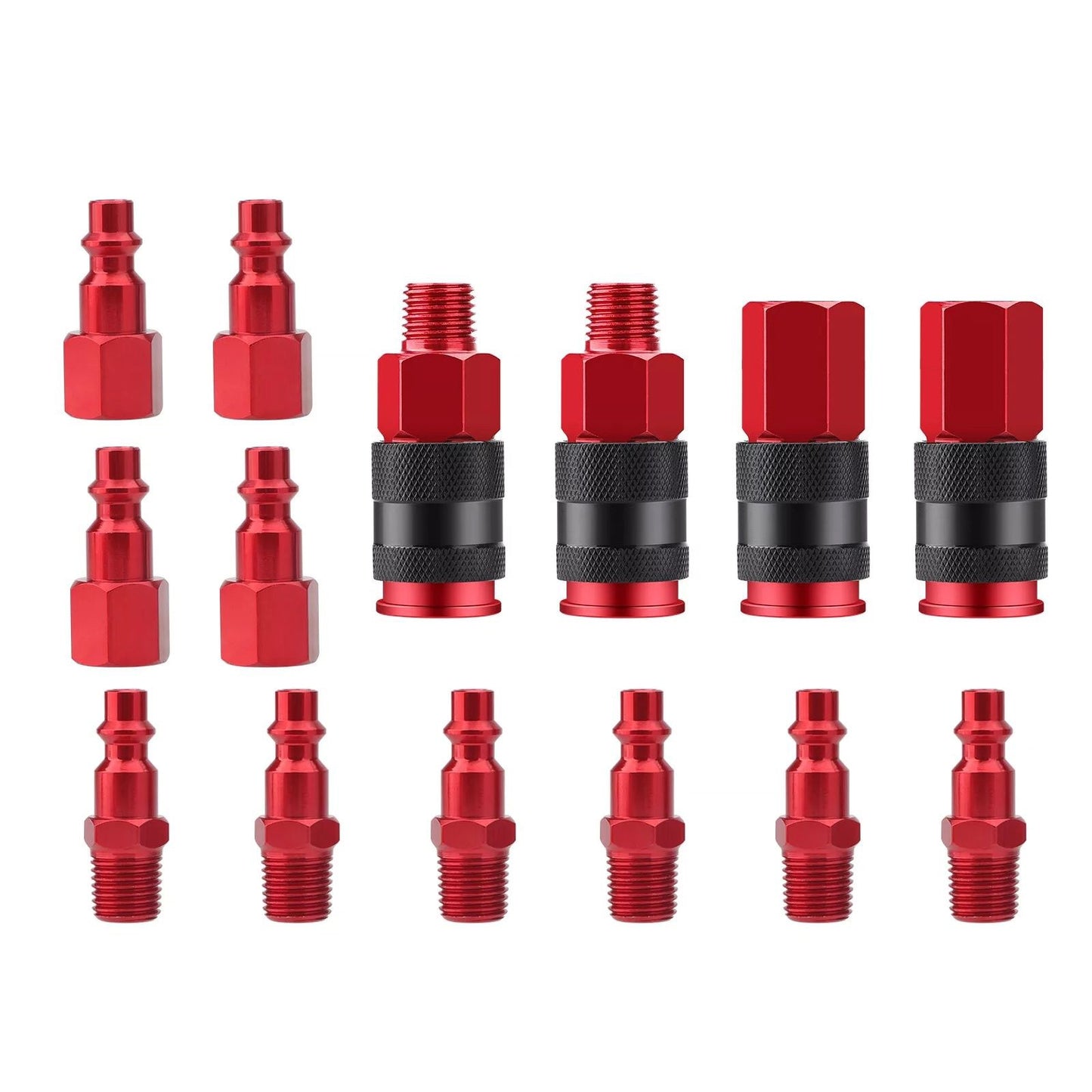 14pcs Air Hose Fittings For 1/4 Inch NPT Thread With Quick-Connect Design