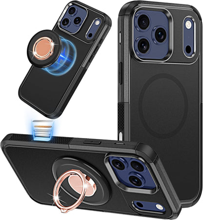 for Iphone 17 Pro Max Case Magnetic,360°Magnetic Ring Holder Rotation Stand[Mili