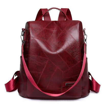Leather Backpack Luxury Shoulder School Bag Anti Theft Backpack 31*13*31 CM Red