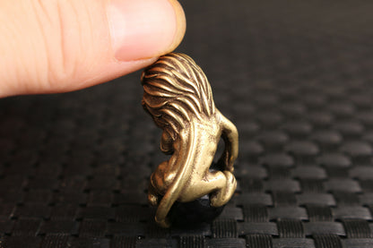 chinese bronze hand carved leo statue figure collectable pendant netsuke Art