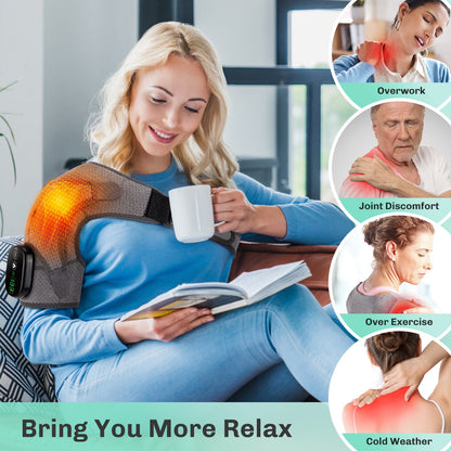 Electric Heated Shoulder Massager with Vibration Massage Brace Joint Pain Relief