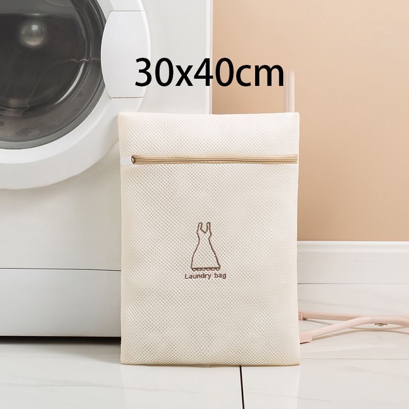 Laundry Bag Polyester Fine Mesh Embroidery Print Pouch Household Clothes Washing