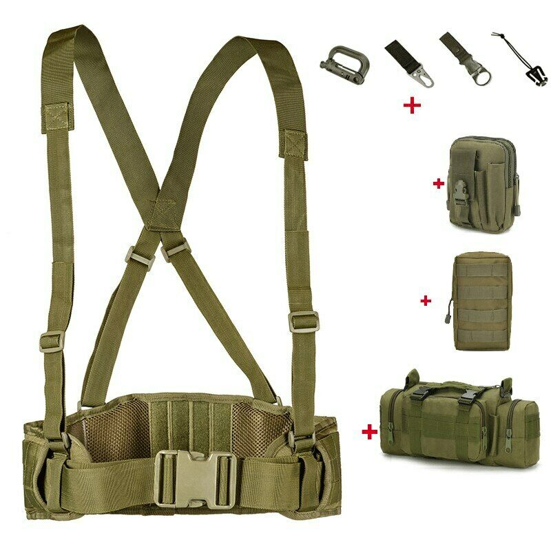 Army War Battle Belt Military Tactical Nylon Waist Bag Tools Carrier CS Belt