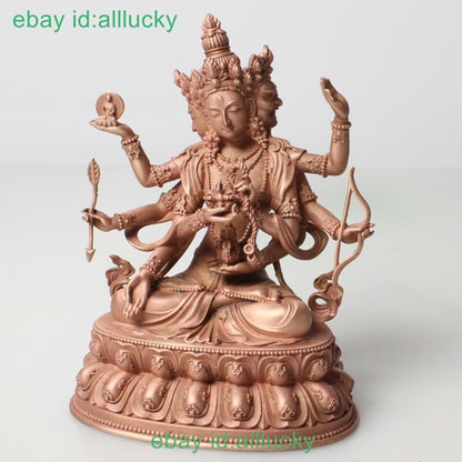 10cm Red Copper Hand-carve Ushnisha Vijaya Statue Tibet Namgyalma Exquisite