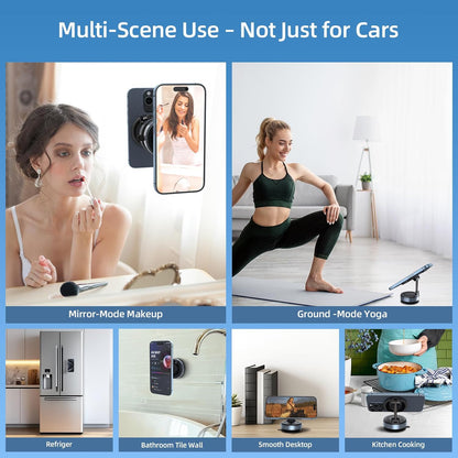 Upgraded Vacuum Magnetic Car Phone Holder, 360° Rotation Suction Phone Mount, Fo