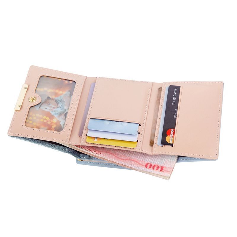 Shiny Wallet Three Fold Wallet Coin Pocket Purse Simple Clutch Bags Polyester